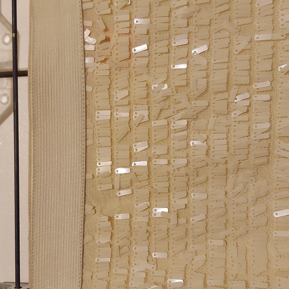 Joe Fresh Cream Colored Sequin Paillets Covered Mini Skirt Size Large - Picture 7 of 16